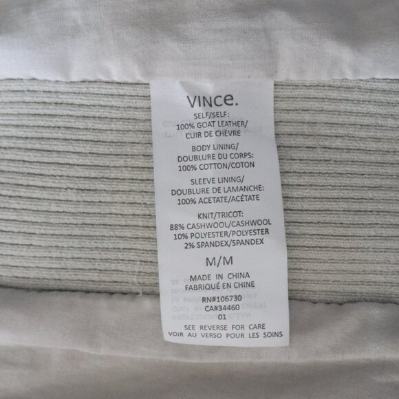 Vince Sz M Classic Cream Goat Leather Moto Asymmetrical Full‎ Zip Luxury Jacket - Picture 15 of 16